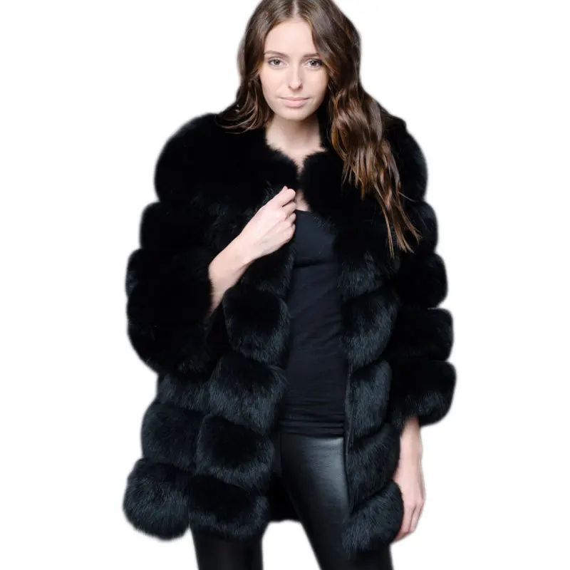 ZADORIN New Luxury Splicing Long Faux Fur Coat Woman Thick Warm Winter Fashion Fluffy Jacket Faux Fur Coats for Woman Outerwears