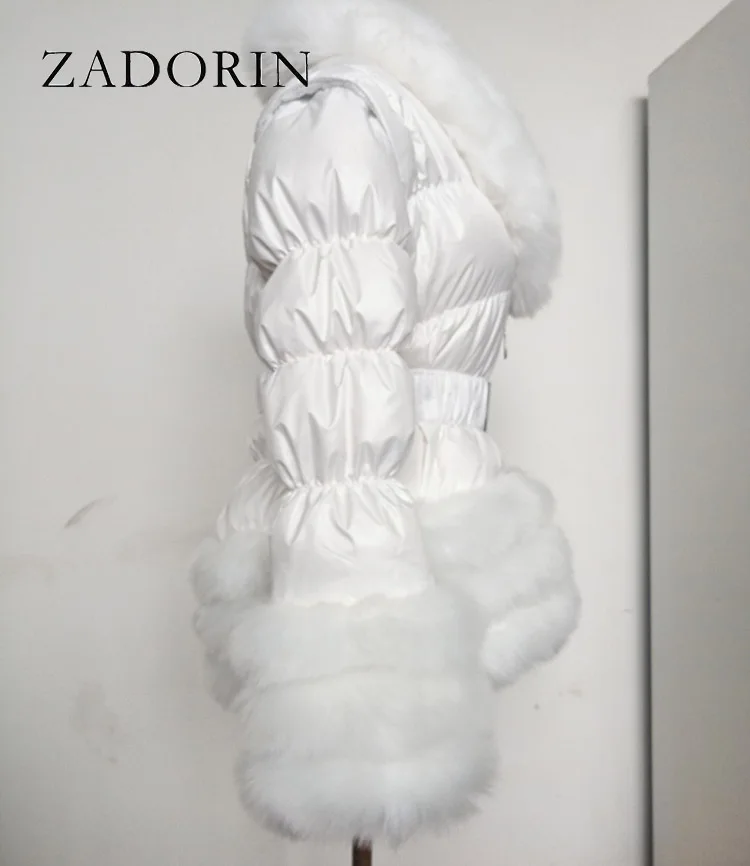 ZADORIN Winter Coat Women New Fashion Faux Fur Coat Detachable Sleeves Hood Duck Down Coats Hooded Black Puffer Jacket Outwear