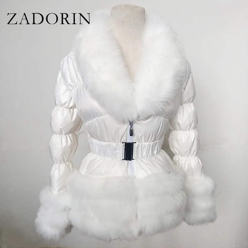 ZADORIN Winter Coat Women New Fashion Faux Fur Coat Detachable Sleeves Hood Duck Down Coats Hooded Black Puffer Jacket Outwear
