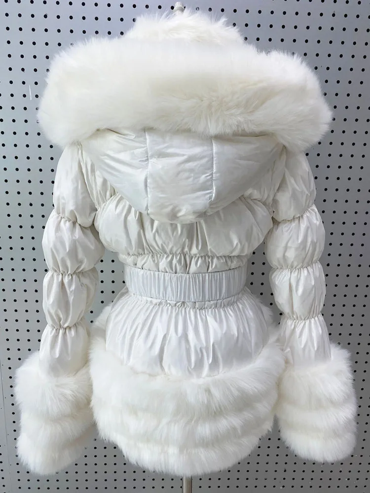 ZADORIN Winter Coat Women New Fashion Faux Fur Coat Detachable Sleeves Hood Duck Down Coats Hooded Black Puffer Jacket Outwear