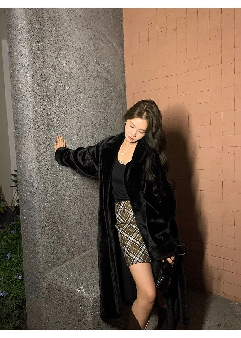 Women's Winter Fur Fur One Piece Coat 2024 New Long Thickened Fur Coat Female Imitation Mink Hair Loose Warm Cardigan Suit Coat