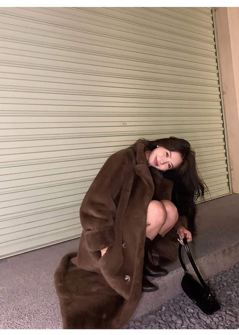 Women's Winter Fur Fur One Piece Coat 2024 New Long Thickened Fur Coat Female Imitation Mink Hair Loose Warm Cardigan Suit Coat