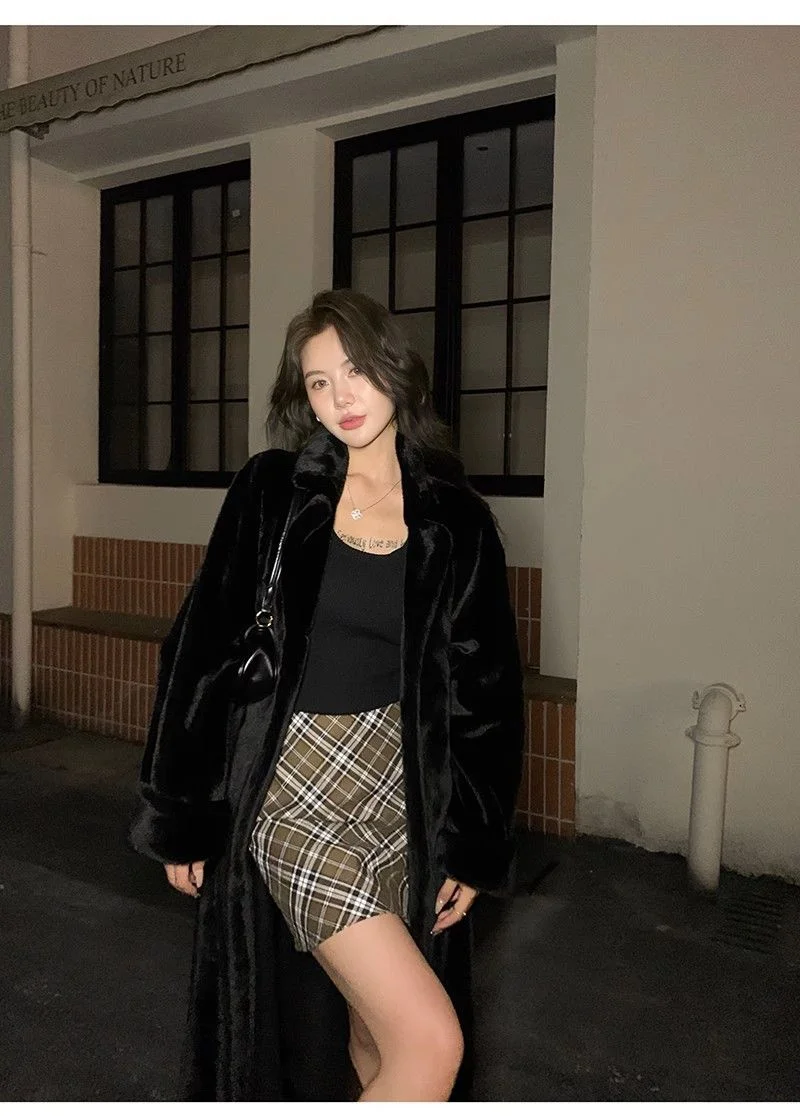 Women's Winter Fur Fur One Piece Coat 2024 New Long Thickened Fur Coat Female Imitation Mink Hair Loose Warm Cardigan Suit Coat