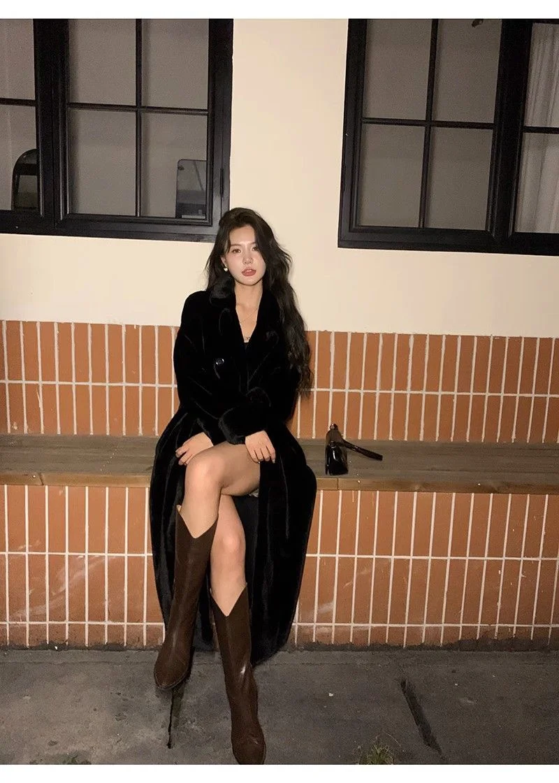 Women's Winter Fur Fur One Piece Coat 2024 New Long Thickened Fur Coat Female Imitation Mink Hair Loose Warm Cardigan Suit Coat