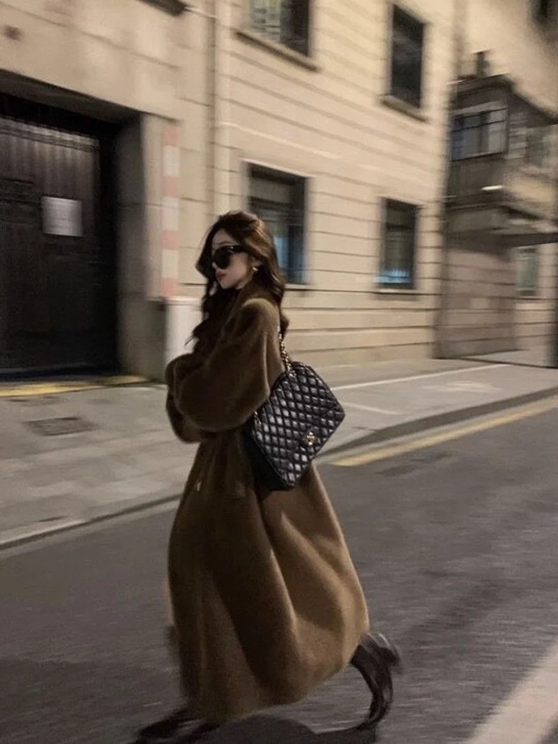 Women's Winter Fur Fur One Piece Coat 2024 New Long Thickened Fur Coat Female Imitation Mink Hair Loose Warm Cardigan Suit Coat