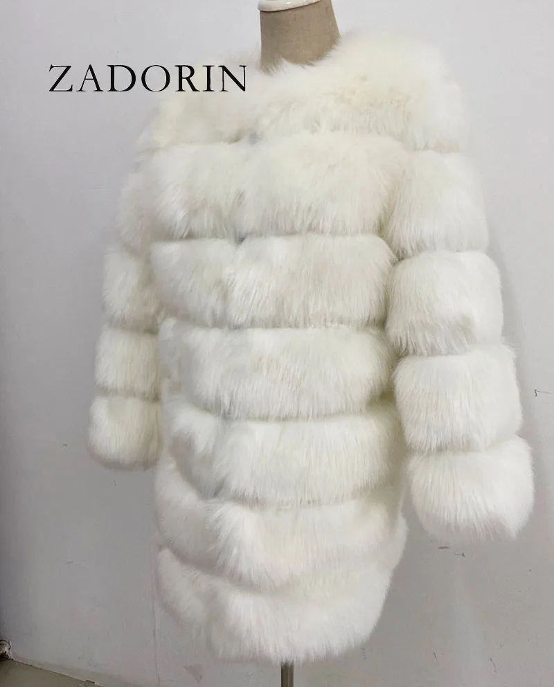 ZADORIN Winter Luxury Long Mink Fur Coats Woman Warm Faux Fur Coat Long Sleeve Fluffy Fur Jacket Woman Overcoat Fur Faux Coat