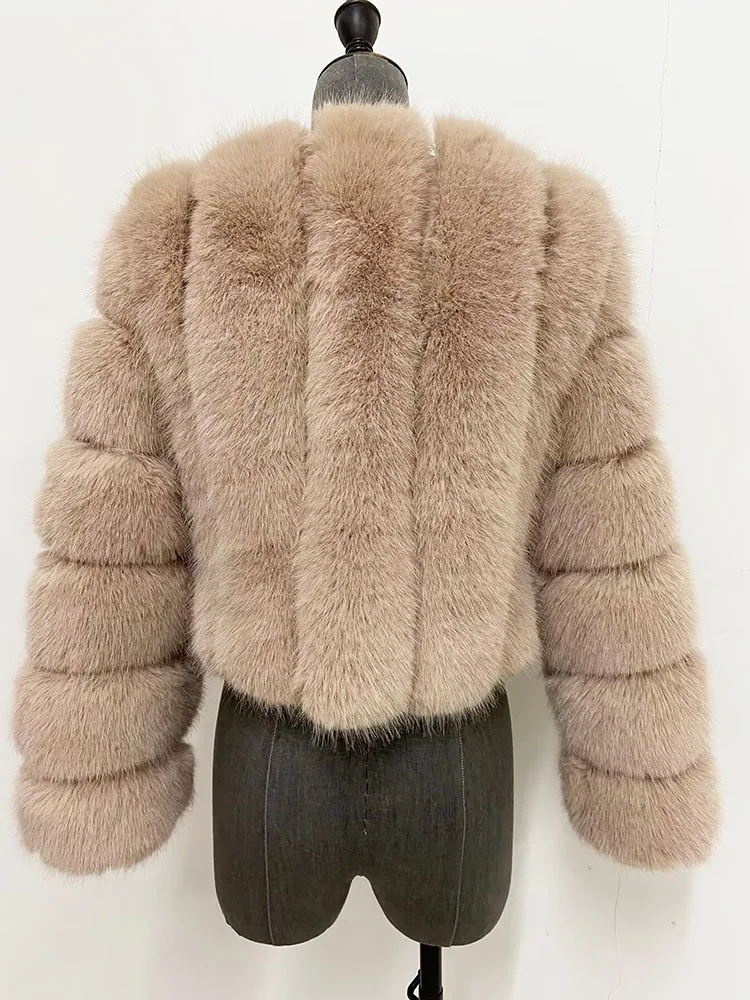ZADORIN Luxury Fur Coats Long Sleeve Cropped Fluffy Faux Fox Fur Coat Women Pink White Jacket Tops Winter Jackets for Women 2025