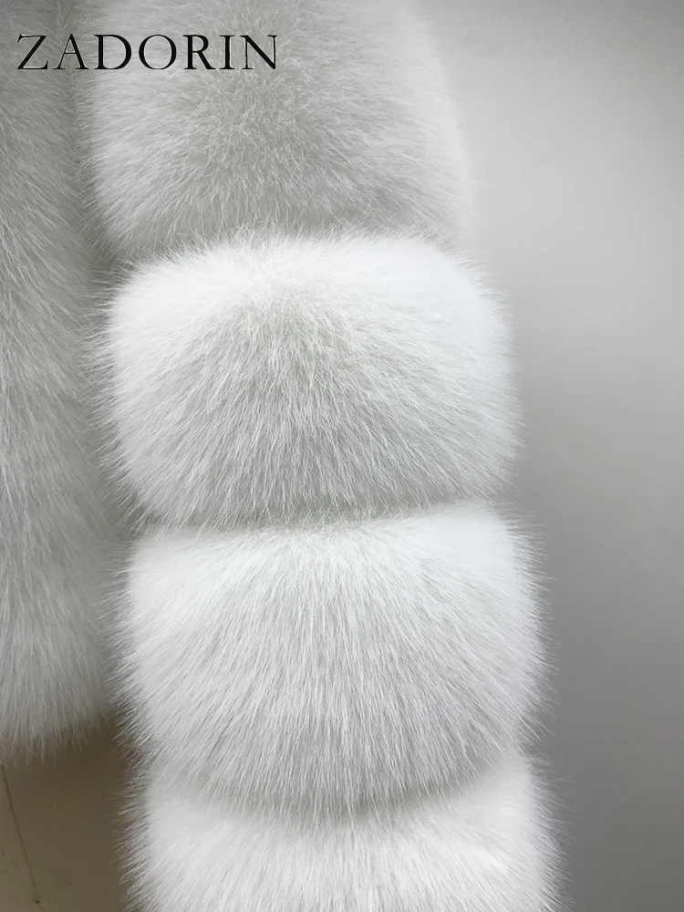 ZADORIN Luxury Fur Coats Long Sleeve Cropped Fluffy Faux Fox Fur Coat Women Pink White Jacket Tops Winter Jackets for Women 2025