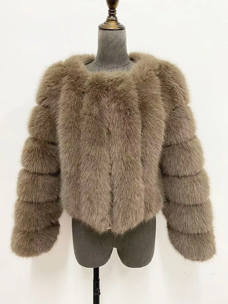 ZADORIN Luxury Fur Coats Long Sleeve Cropped Fluffy Faux Fox Fur Coat Women Pink White Jacket Tops Winter Jackets for Women 2025