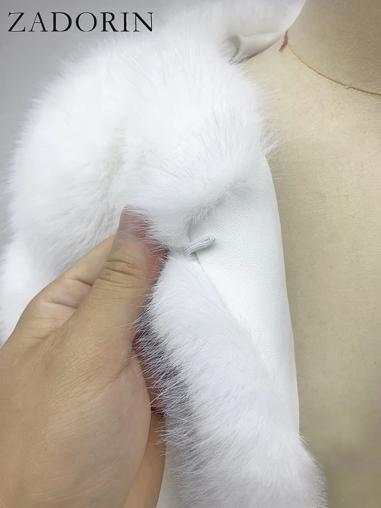 ZADORIN Luxury Fur Coats Long Sleeve Cropped Fluffy Faux Fox Fur Coat Women Pink White Jacket Tops Winter Jackets for Women 2025