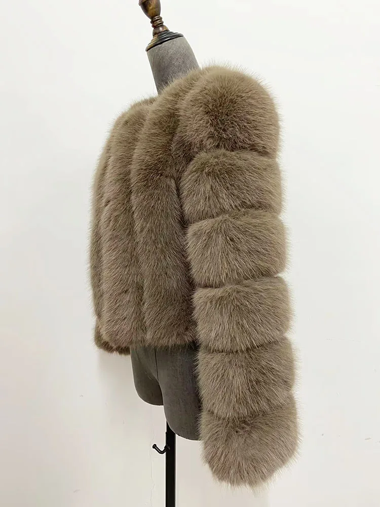 ZADORIN Luxury Fur Coats Long Sleeve Cropped Fluffy Faux Fox Fur Coat Women Pink White Jacket Tops Winter Jackets for Women 2025