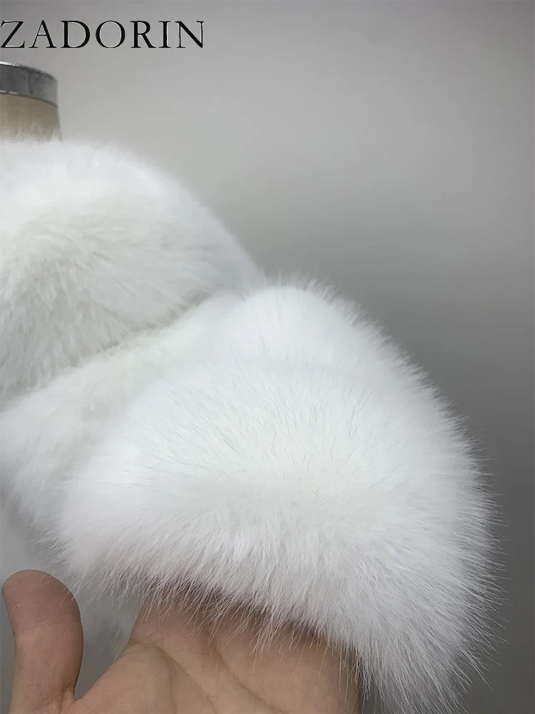 ZADORIN Luxury Fur Coats Long Sleeve Cropped Fluffy Faux Fox Fur Coat Women Pink White Jacket Tops Winter Jackets for Women 2025