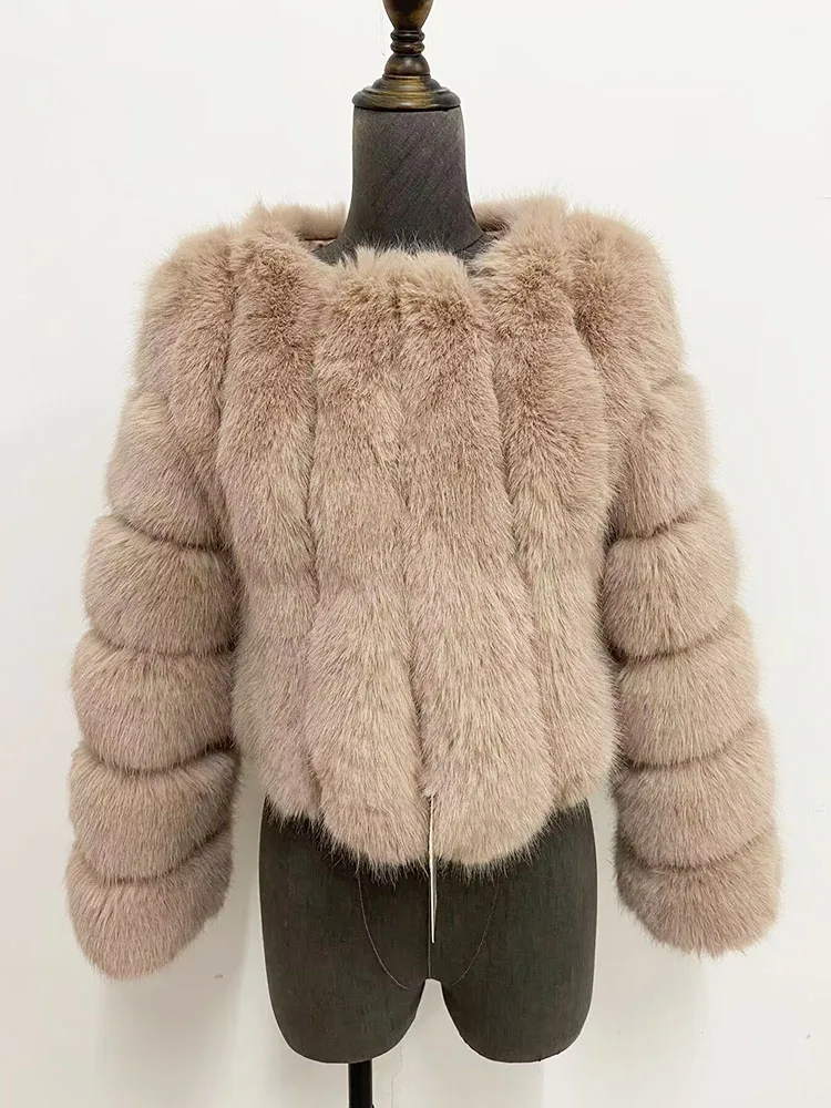 ZADORIN Luxury Fur Coats Long Sleeve Cropped Fluffy Faux Fox Fur Coat Women Pink White Jacket Tops Winter Jackets for Women 2025