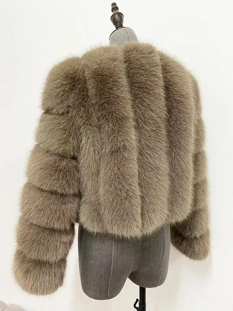 ZADORIN Luxury Fur Coats Long Sleeve Cropped Fluffy Faux Fox Fur Coat Women Pink White Jacket Tops Winter Jackets for Women 2025