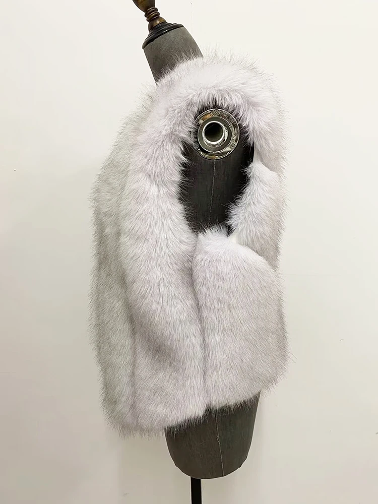 ZADORIN Autumn Winter Clothes Woman Fluffy Black White Faux Fur Coat Women V Neck Short Faux Fur Vest Top Jackets Veste Femme