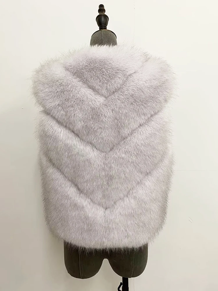 ZADORIN Autumn Winter Clothes Woman Fluffy Black White Faux Fur Coat Women V Neck Short Faux Fur Vest Top Jackets Veste Femme