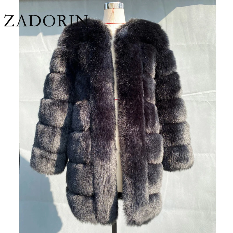 ZADORIN Winter New Long Furry Faux Fur Coat Jackets Woman Thick Warm Fluffy Faux Fur Jacket Causal Party Overcoat Streetwear