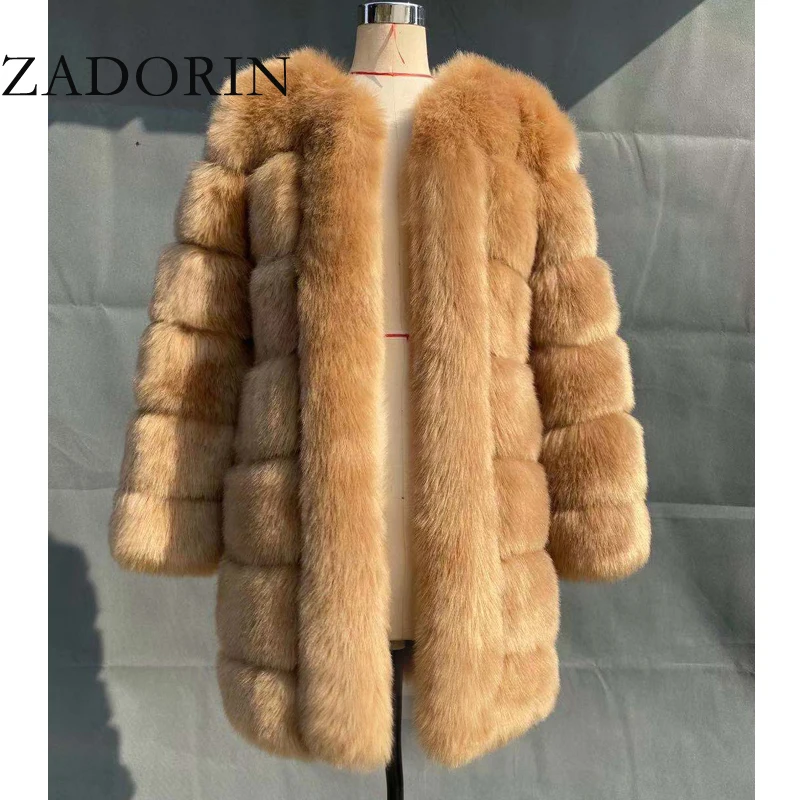 ZADORIN Winter New Long Furry Faux Fur Coat Jackets Woman Thick Warm Fluffy Faux Fur Jacket Causal Party Overcoat Streetwear