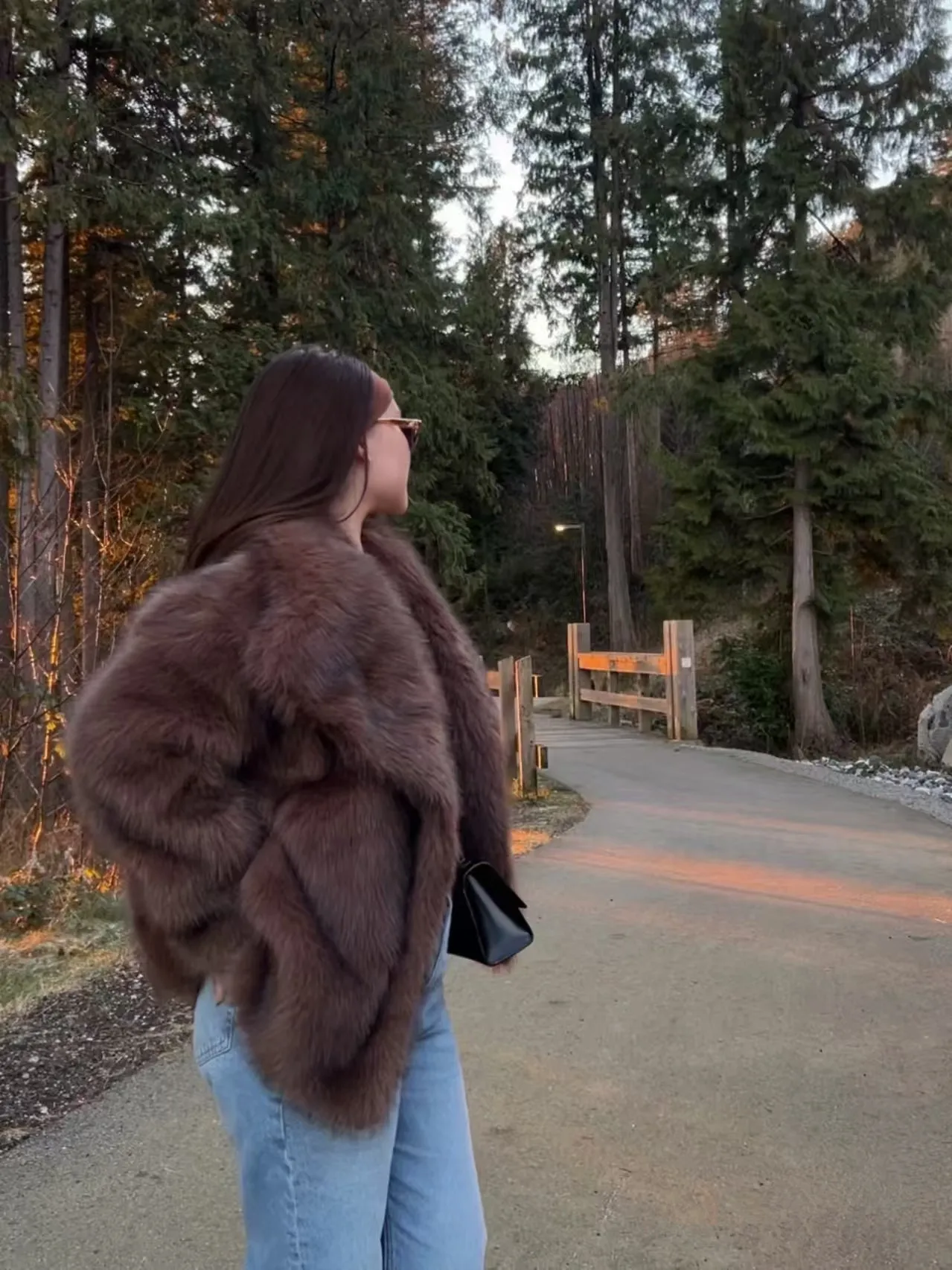 2025 Winter New Fashion Gradient Fluffy Fur Coat Women High Street Luxury Big Fur Collar Faux Fox Fur Jacket Female Overcoats