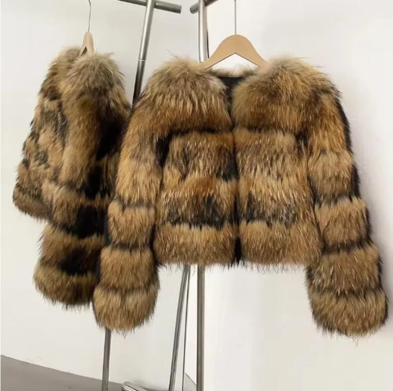 Faux Fur Coat Women's Jacket Winter Fashion Warm Thick Fox Raccoon Leather Brown Plus Size Especially Fake Fur Cold Coat