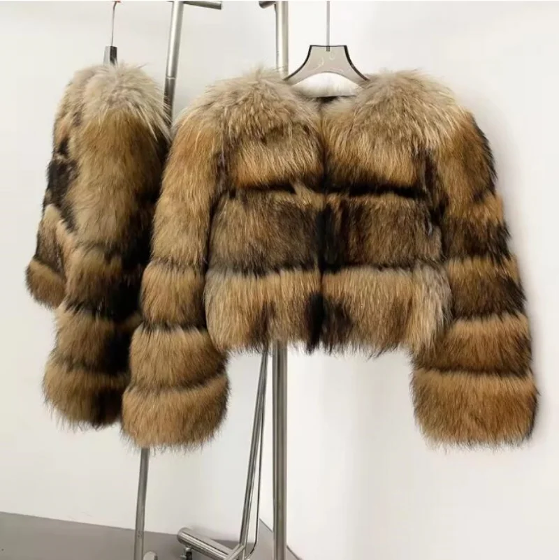 Faux Fur Coat Women's Jacket Winter Fashion Warm Thick Fox Raccoon Leather Brown Plus Size Especially Fake Fur Cold Coat