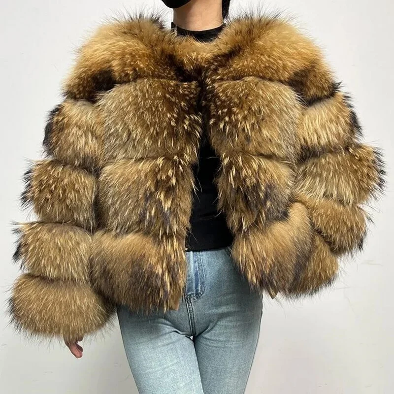 Faux Fur Coat Women's Jacket Winter Fashion Warm Thick Fox Raccoon Leather Brown Plus Size Especially Fake Fur Cold Coat