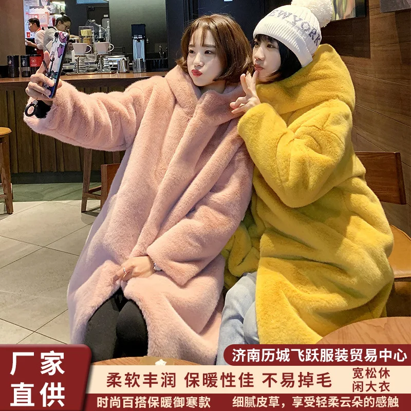 Women Faux Fur Maxi Jacket Thick Y2k Autumn Winter Maxi Coat Long Warm Luxury Belt Fur Black Parkas Bontjas Furry Outerwear