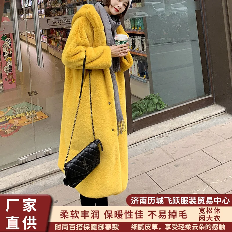 Women Faux Fur Maxi Jacket Thick Y2k Autumn Winter Maxi Coat Long Warm Luxury Belt Fur Black Parkas Bontjas Furry Outerwear