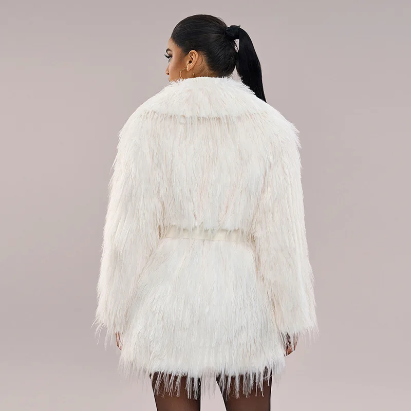 Women Faux Fur Mid Length Coats Jackets Turn Down Collar Coat Thick Warm Y2k Streetwear Jacket Casual Loose Autumn Winter 2026