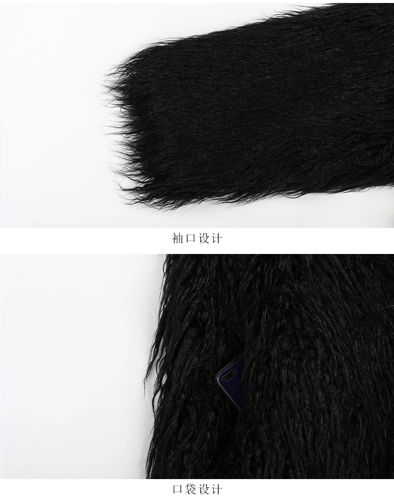 Nerazzurri Winter Long White Black Hairy Shaggy Fluffy Thick Warm Soft Stylish Faux Mongolia Lamb Fur Coat Women Belt Lapel 2023