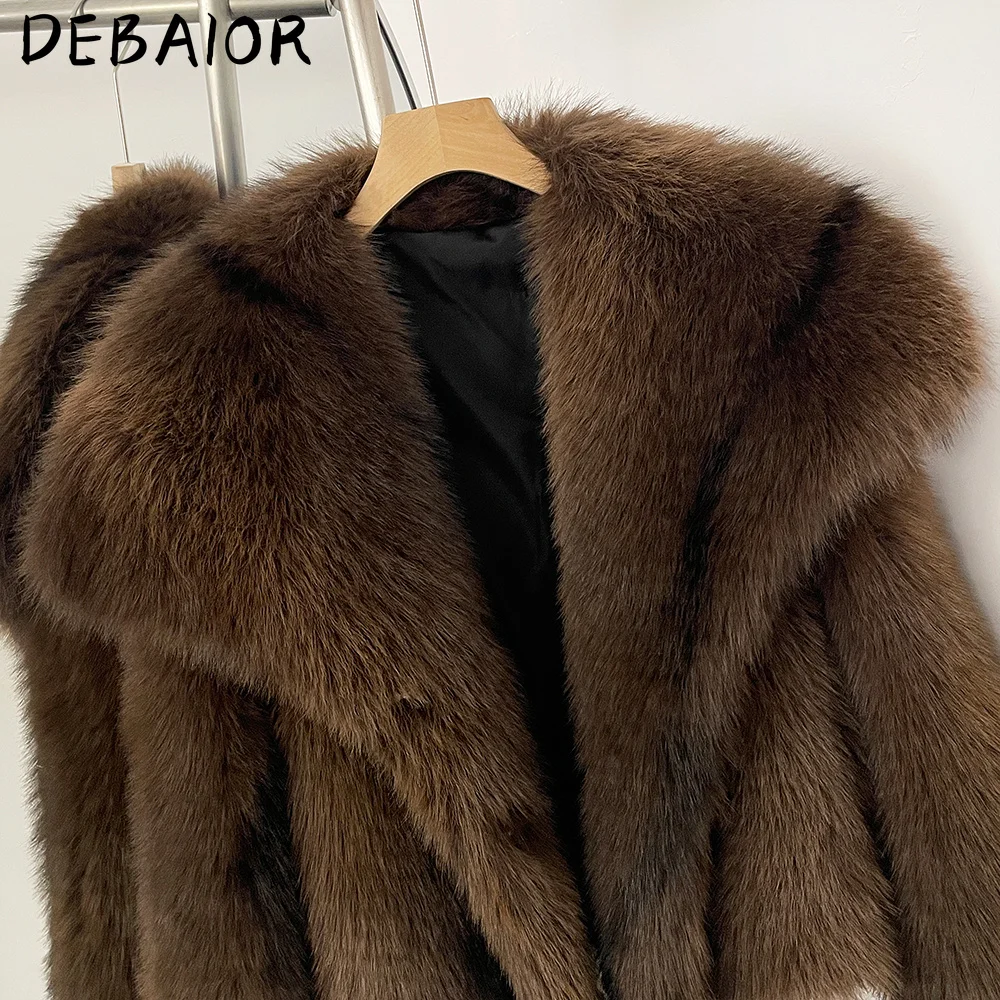DEBAIOR Cropped Vegan Fur Short Jacket Female New Autumn Winter Warm Outerwear Women's Oversized Big Lapel Faux Fox Fur Coat