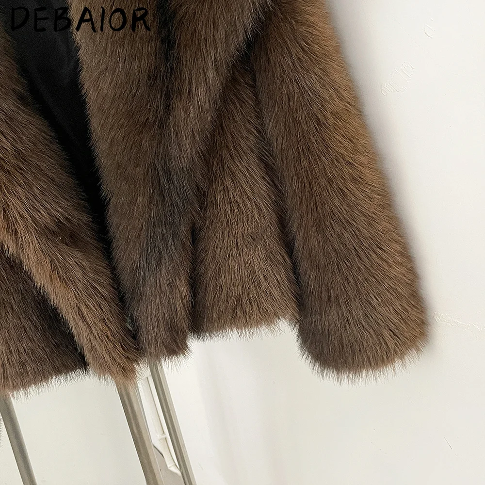 DEBAIOR Cropped Vegan Fur Short Jacket Female New Autumn Winter Warm Outerwear Women's Oversized Big Lapel Faux Fox Fur Coat