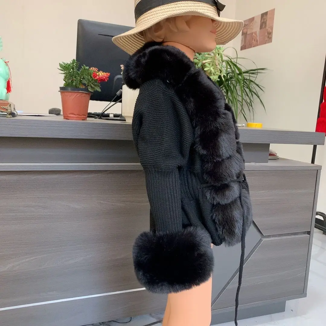 2025 New Children's Fur Cardigan Girls Autumn/Winter Fashion Faux Fur Knitted Cardigan Hot Selling Faux Fox Fur Cardigan Girls
