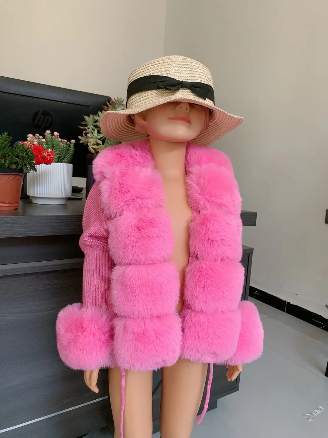 2025 New Children's Fur Cardigan Girls Autumn/Winter Fashion Faux Fur Knitted Cardigan Hot Selling Faux Fox Fur Cardigan Girls