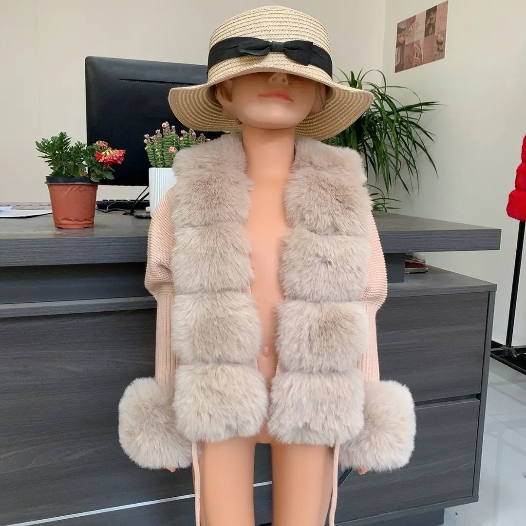 2025 New Children's Fur Cardigan Girls Autumn/Winter Fashion Faux Fur Knitted Cardigan Hot Selling Faux Fox Fur Cardigan Girls