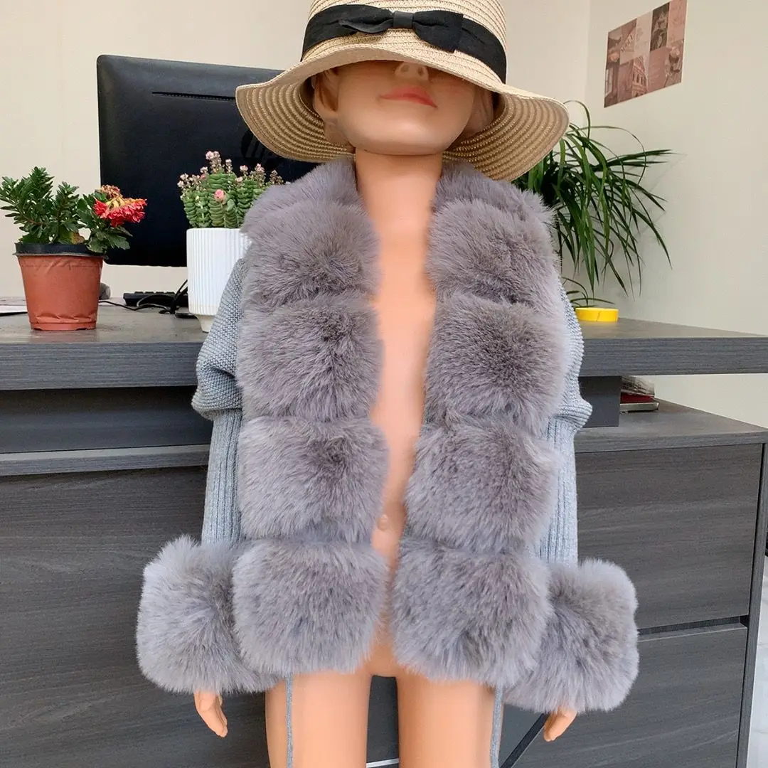2025 New Children's Fur Cardigan Girls Autumn/Winter Fashion Faux Fur Knitted Cardigan Hot Selling Faux Fox Fur Cardigan Girls