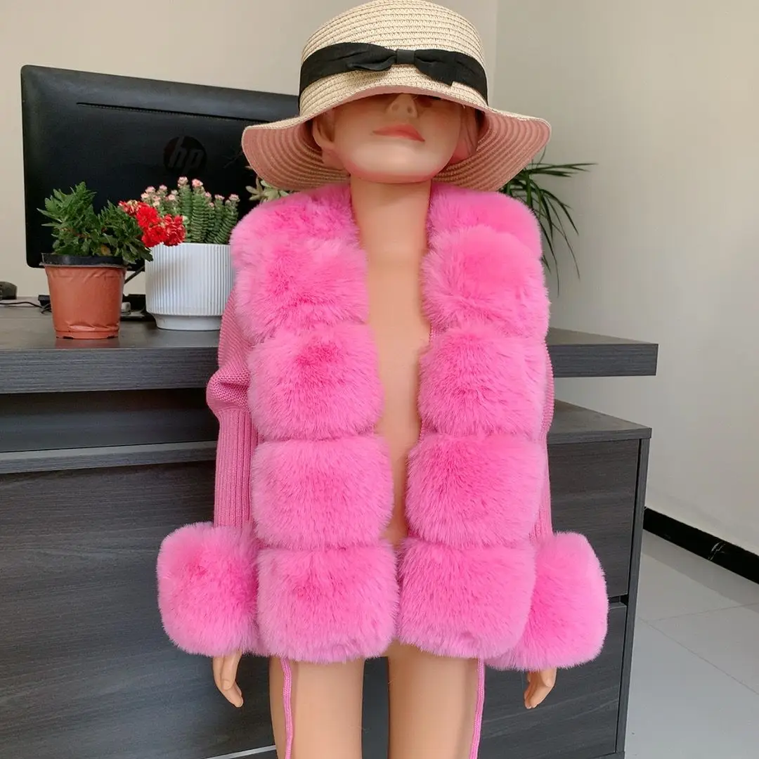 2025 New Children's Fur Cardigan Girls Autumn/Winter Fashion Faux Fur Knitted Cardigan Hot Selling Faux Fox Fur Cardigan Girls