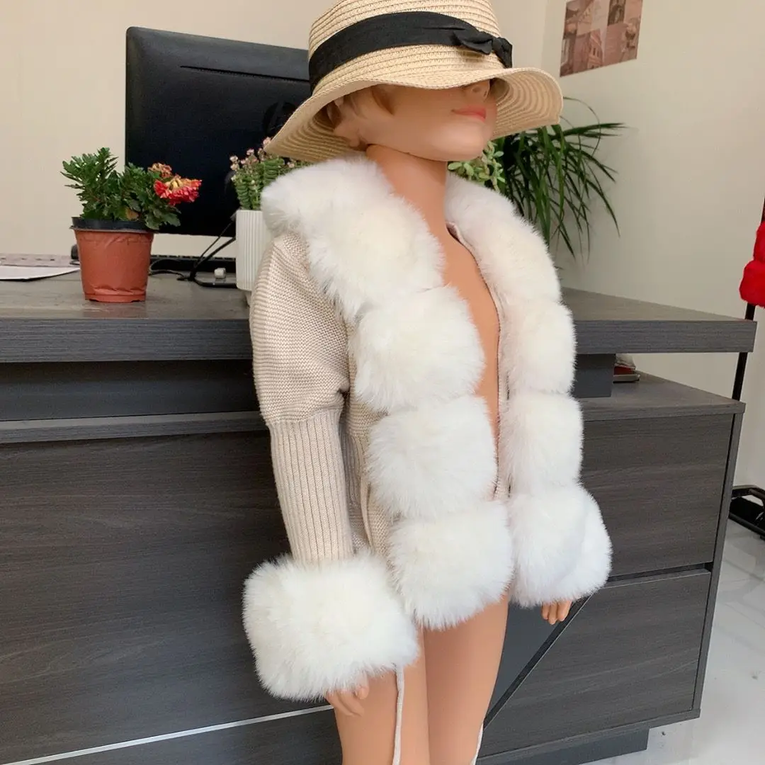 2025 New Children's Fur Cardigan Girls Autumn/Winter Fashion Faux Fur Knitted Cardigan Hot Selling Faux Fox Fur Cardigan Girls