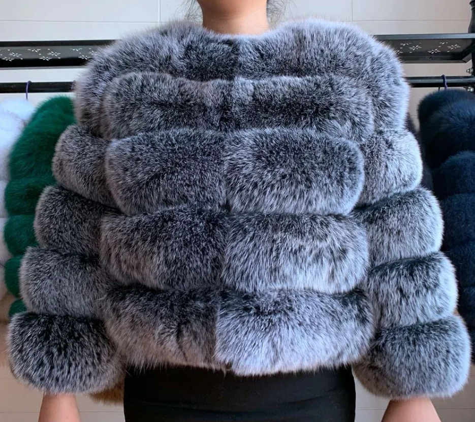Fashion Short Faux Fox Fur Jacket for Women Winter Multi Color Thick Warm Long Sleeve Outerwear Woman Elegant Cozy Plush Jacket