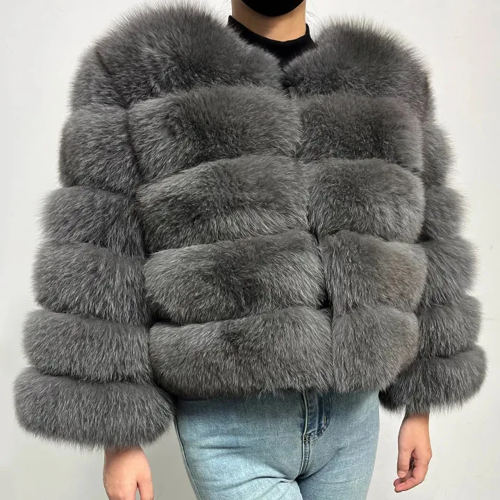Fashion Short Faux Fox Fur Jacket for Women Winter Multi Color Thick Warm Long Sleeve Outerwear Woman Elegant Cozy Plush Jacket
