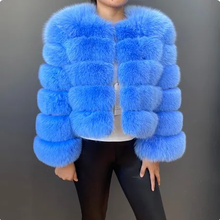 Fashion Short Faux Fox Fur Jacket for Women Winter Multi Color Thick Warm Long Sleeve Outerwear Woman Elegant Cozy Plush Jacket