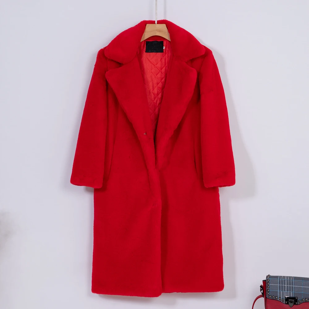 2026 New Women Winter Warm Faux Fur Coat Thick Women Long Coat Turn Down Collar Women Warm Coat With Belt Casaco Feminino