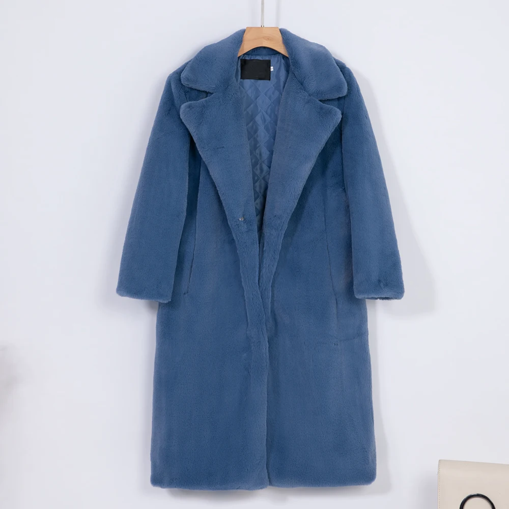 2026 New Women Winter Warm Faux Fur Coat Thick Women Long Coat Turn Down Collar Women Warm Coat With Belt Casaco Feminino