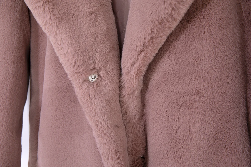2026 New Women Winter Warm Faux Fur Coat Thick Women Long Coat Turn Down Collar Women Warm Coat With Belt Casaco Feminino