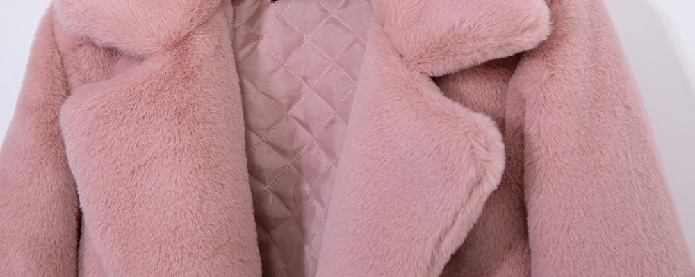 2026 New Women Winter Warm Faux Fur Coat Thick Women Long Coat Turn Down Collar Women Warm Coat With Belt Casaco Feminino