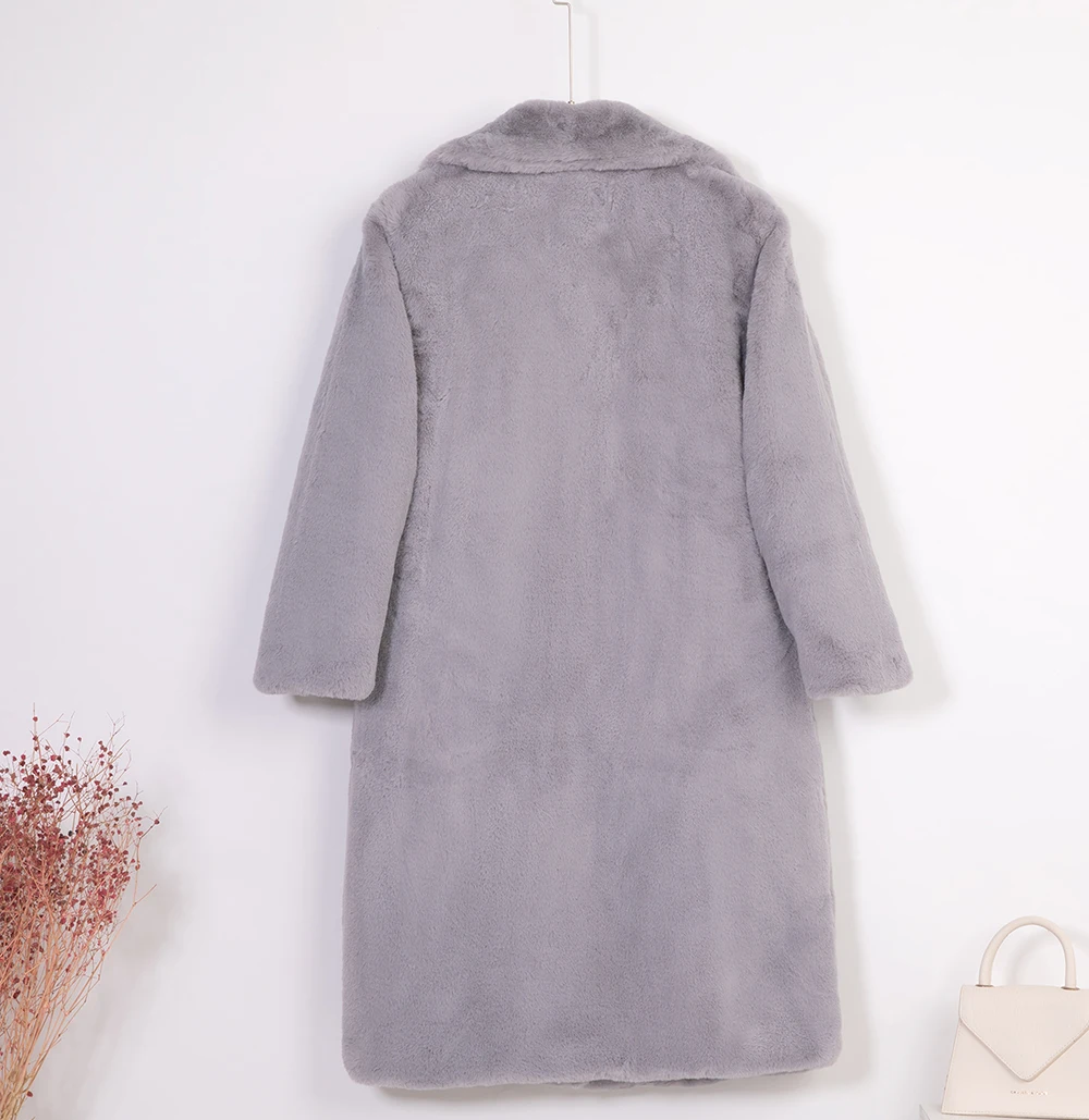 2026 New Women Winter Warm Faux Fur Coat Thick Women Long Coat Turn Down Collar Women Warm Coat With Belt Casaco Feminino