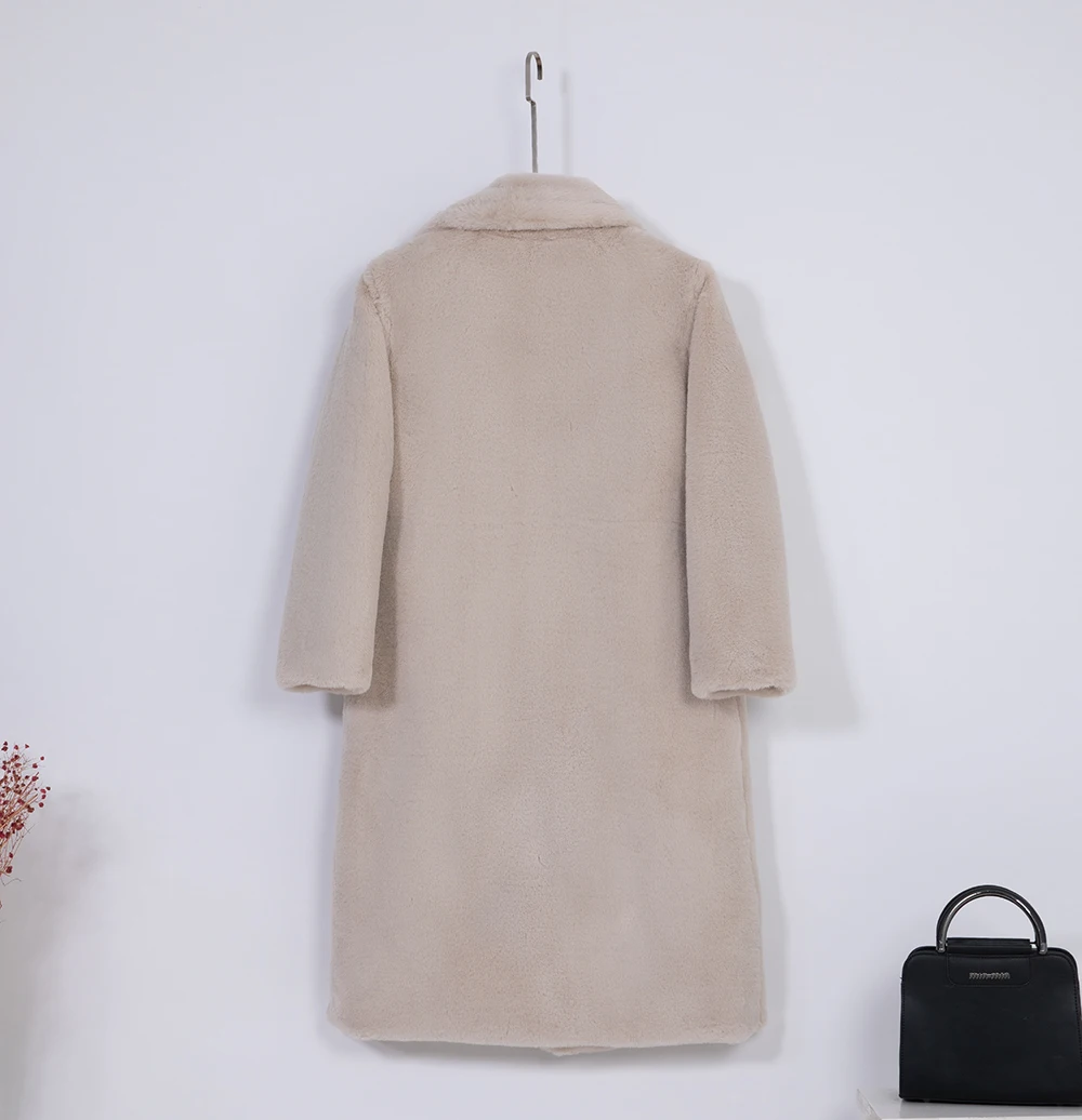 2026 New Women Winter Warm Faux Fur Coat Thick Women Long Coat Turn Down Collar Women Warm Coat With Belt Casaco Feminino