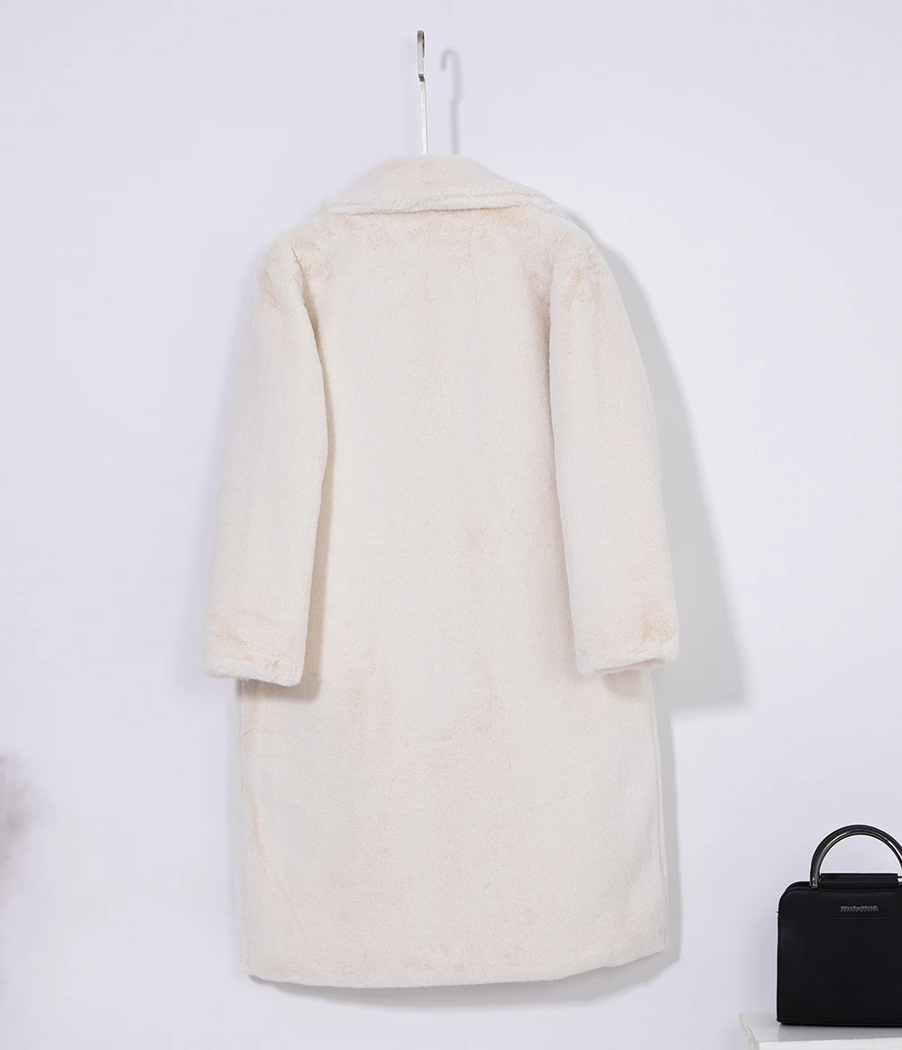 2026 New Women Winter Warm Faux Fur Coat Thick Women Long Coat Turn Down Collar Women Warm Coat With Belt Casaco Feminino