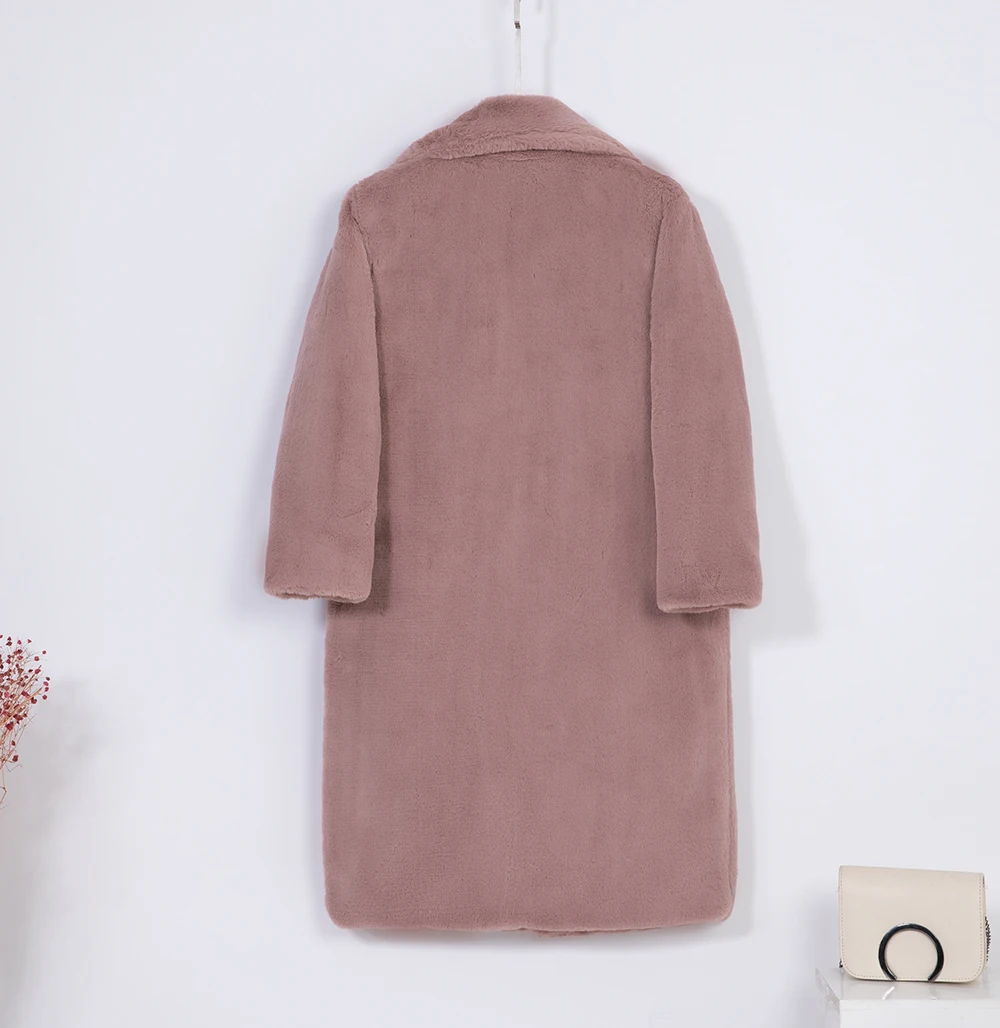 2026 New Women Winter Warm Faux Fur Coat Thick Women Long Coat Turn Down Collar Women Warm Coat With Belt Casaco Feminino