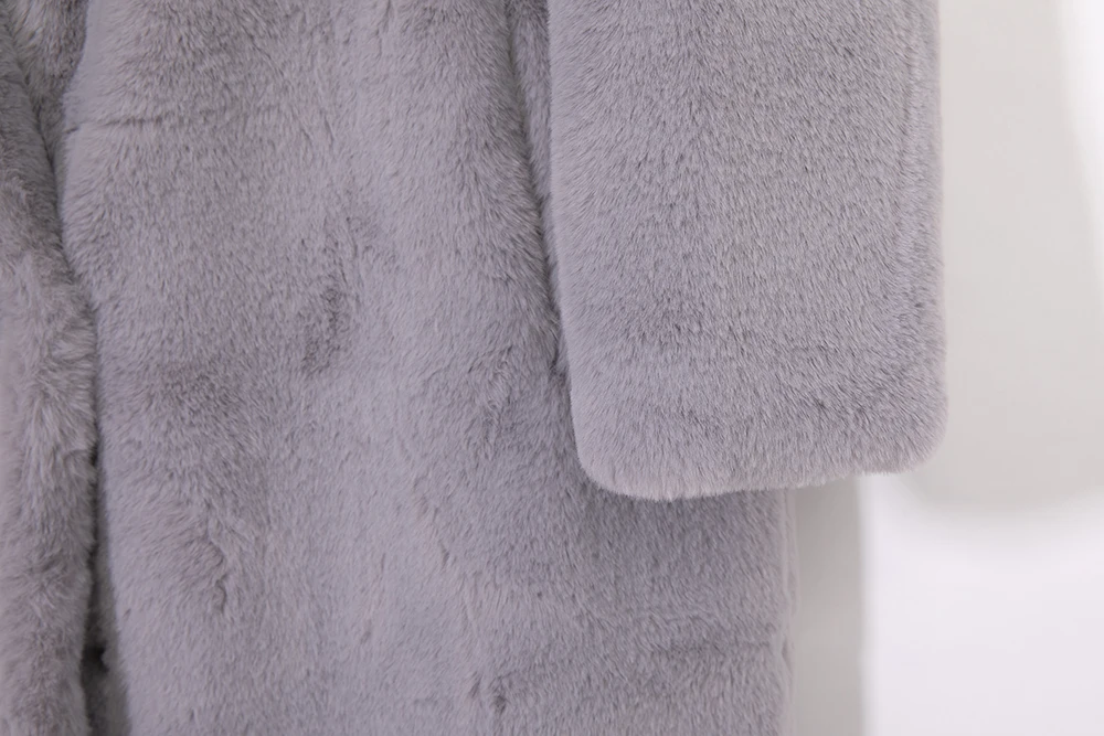 2026 New Women Winter Warm Faux Fur Coat Thick Women Long Coat Turn Down Collar Women Warm Coat With Belt Casaco Feminino